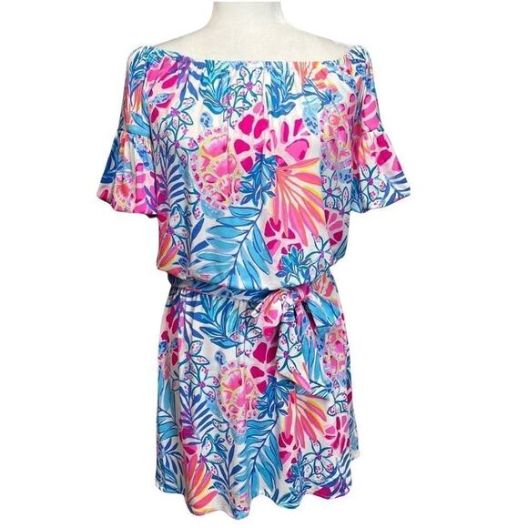 Lilly Pulitzer Size S Samia Off-the-Shoulder Romper Rainforest Retreat Print NWT - Picture 4 of 12